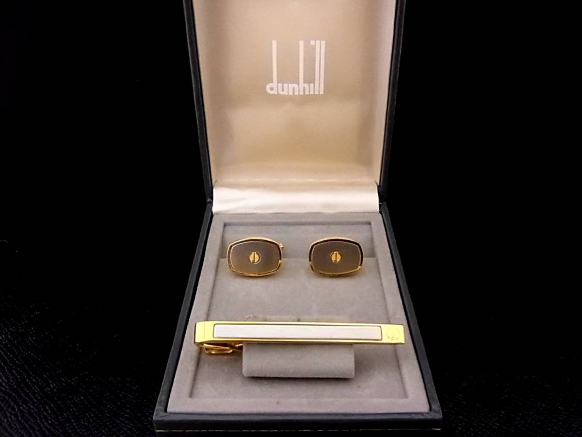 ◎№3753◎■美品■【dunhill】ダンヒル【シルバー・ゴールド】■カフス&ネクタイピン セット♪拍卖