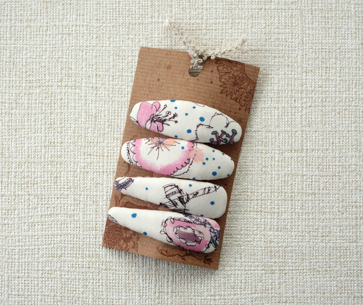 ★ ハンドメイド リバティプリント使用 小花柄5㎝パッチンピン メモリーオブレイン ピンク ★拍卖