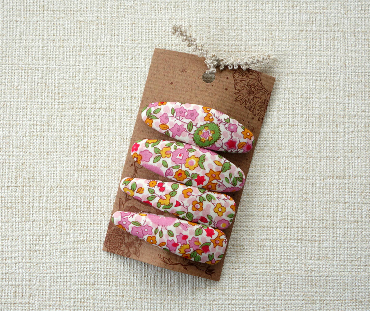 ★ ハンドメイド リバティプリント使用 小花柄5㎝パッチンピン ケイコ ピンク ★拍卖