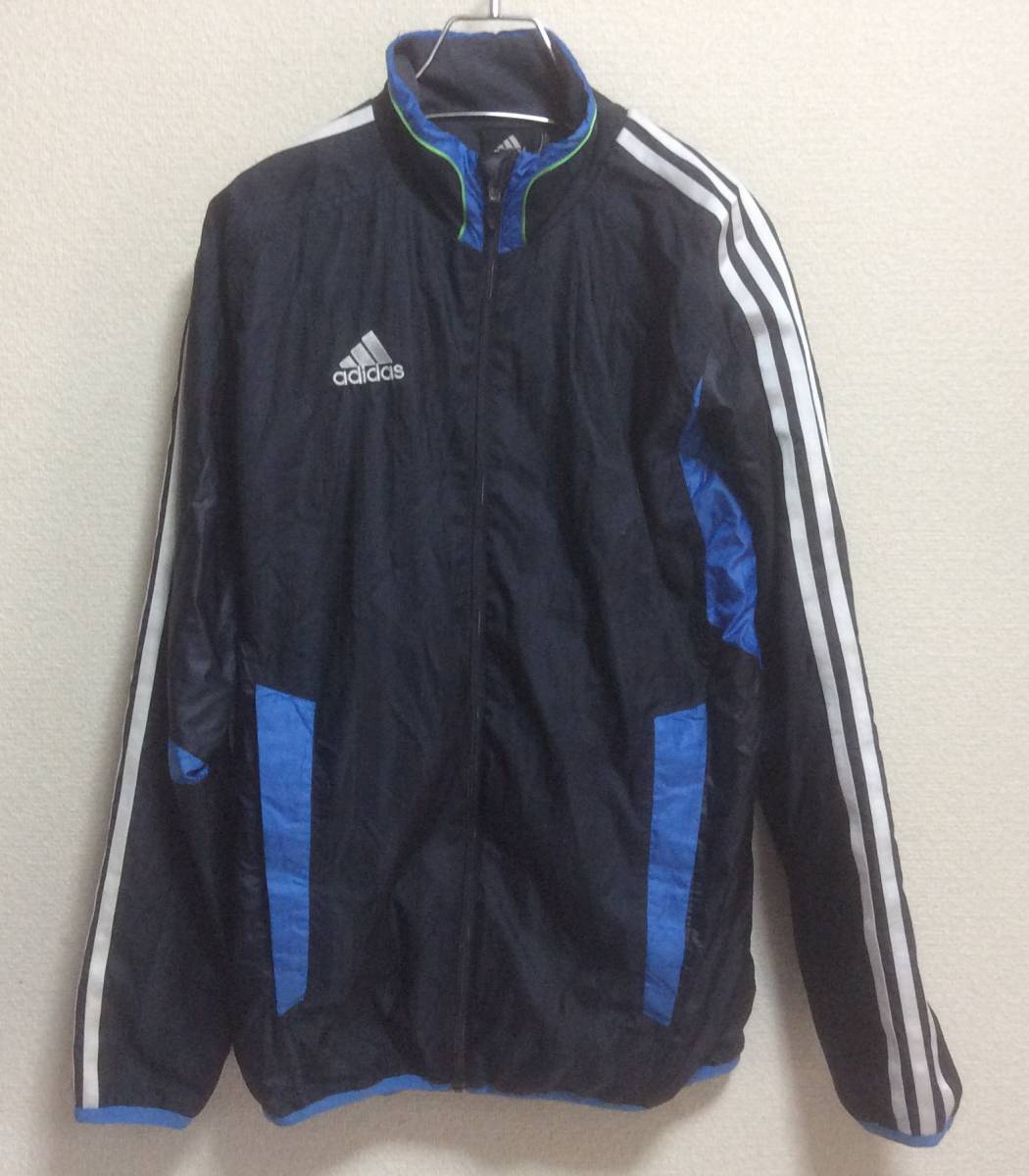 adidas アディダス ナイロン ジャケット / L / ネイビー / 3本ライン CLIMAPROOF サッカー拍卖