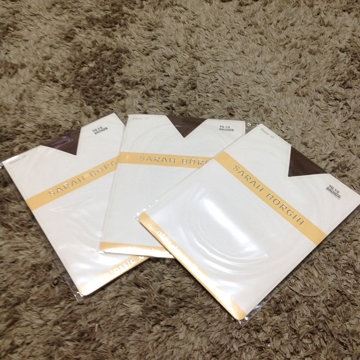 RQ・キャンギャル御用達 SARAH BORGHI 高級インポート光沢オールスルーパンティーストッキング 1/2サイズ BRONZE 10den 新品3足セット①拍卖