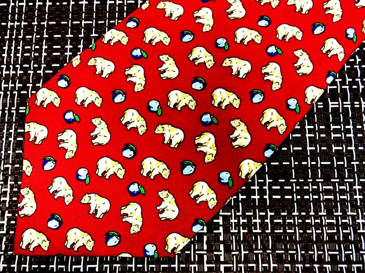・ω・ ★SALE★2585★ハロッズ【白熊・リンゴ】ネクタイ拍卖