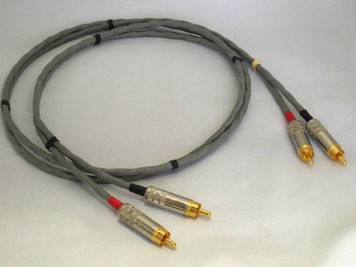 米国製ビンテージ2芯撚り線シールドケーブル使用1m RCAピンケーブル送料込み拍卖