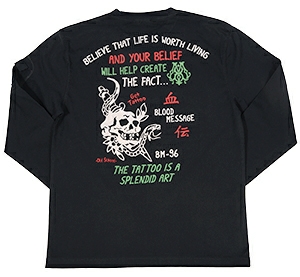 ブラッドメッセージ/ロンT/黒/M/bllt-1070/エフ商会/テッドマン/カミナリモータース拍卖