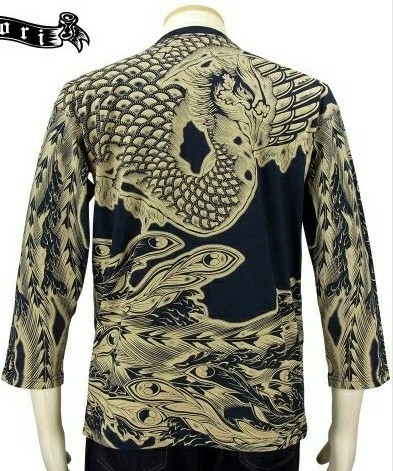 サトリ/鳳凰/染め抜き/七分丈T/紺/XXL/GPT-001/花旅楽団拍卖