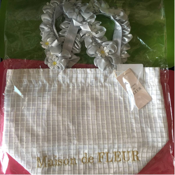 未開封☆フラワーレース バッグ☆Maison de FLEUR 限定 新品 未使用 メゾンドフルール 白 White BAG トートバッグ ランチ 花 受注生産拍卖