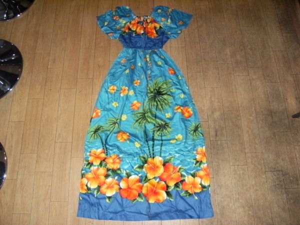 昭和レトロ★アメリカ製★ワンピース チュニック★お嬢様,やまとなでしこ★ハワイアンドレス フラダンス ムーム★ハイビスカス 南国 HAWAII拍卖