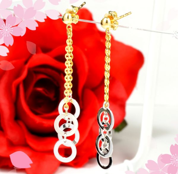 【早い者勝ち卸特価】【新品即決】K14/K14WGデザインピアス 人気のサークルモチーフ ゆらゆらと揺れて可愛い プレゼントにもオススメ EM069拍卖