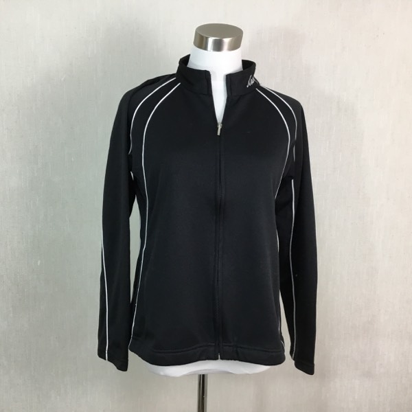 C024▼輸入古着【ジャージトップ】◆レディースS◆黒/白ライン拍卖