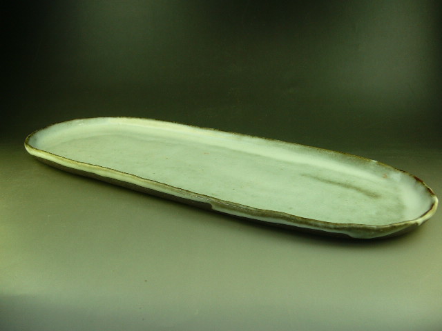 ●人気作家! 山根清玩作 白萩楕円長皿 萩焼●拍卖