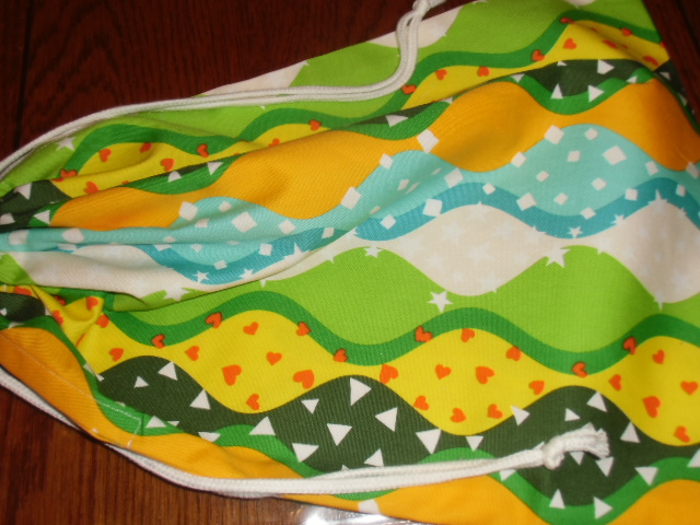 特大19 巾着袋 小物入れ 体操服入れ ハンドメイド 黄色 ウエーブ柄拍卖