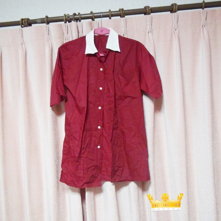 ワインレットの半袖のドレスシャツ(M)拍卖