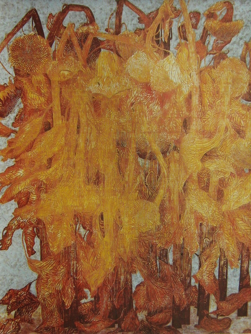 桝田隆一、【ひまわりの群像】、希少画集・画版画、高級新品額・額装付、状態美麗、日本画家、送料込み拍卖