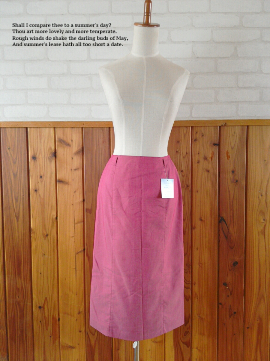 未使用品 TOPVALU 膝下 ストレッチ タイト スカート Mサイズ ピンク レッド レディース 上品 膝丈 ミモレ丈 新品 pink skirt ②1拍卖
