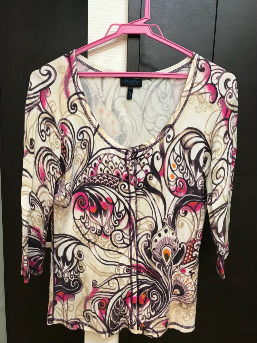 ESCADAカラフルカーディガンXSエスカーダスポーツ中古美品レディース。エスカーダジャパン拍卖