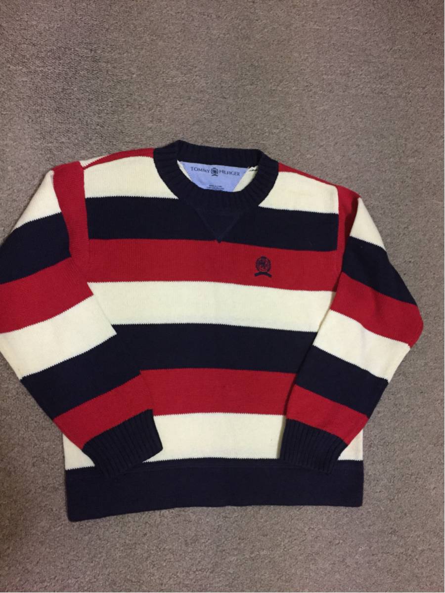 546男の子120程度 本物トミーフィルフィガーTOMMY HILFIGERのボーダーセーター拍卖