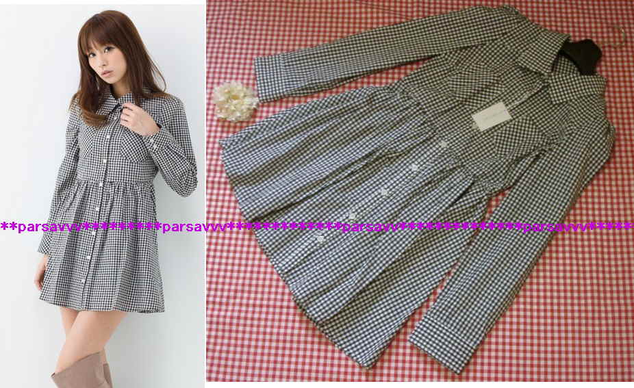 新品紙タグ付き*INGNI イング*ウエスト 切替 ギンガムチェック柄 ドレス シャツ ワンピース M拍卖