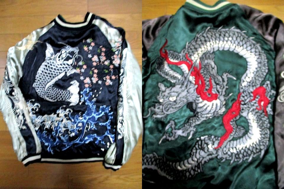 即決あり 早い者勝ち 龍 鯉 和柄 刺繍 スカジャン Lサイズ satori サトリ リバーシブル ジャケット コイ souvenir jacket拍卖