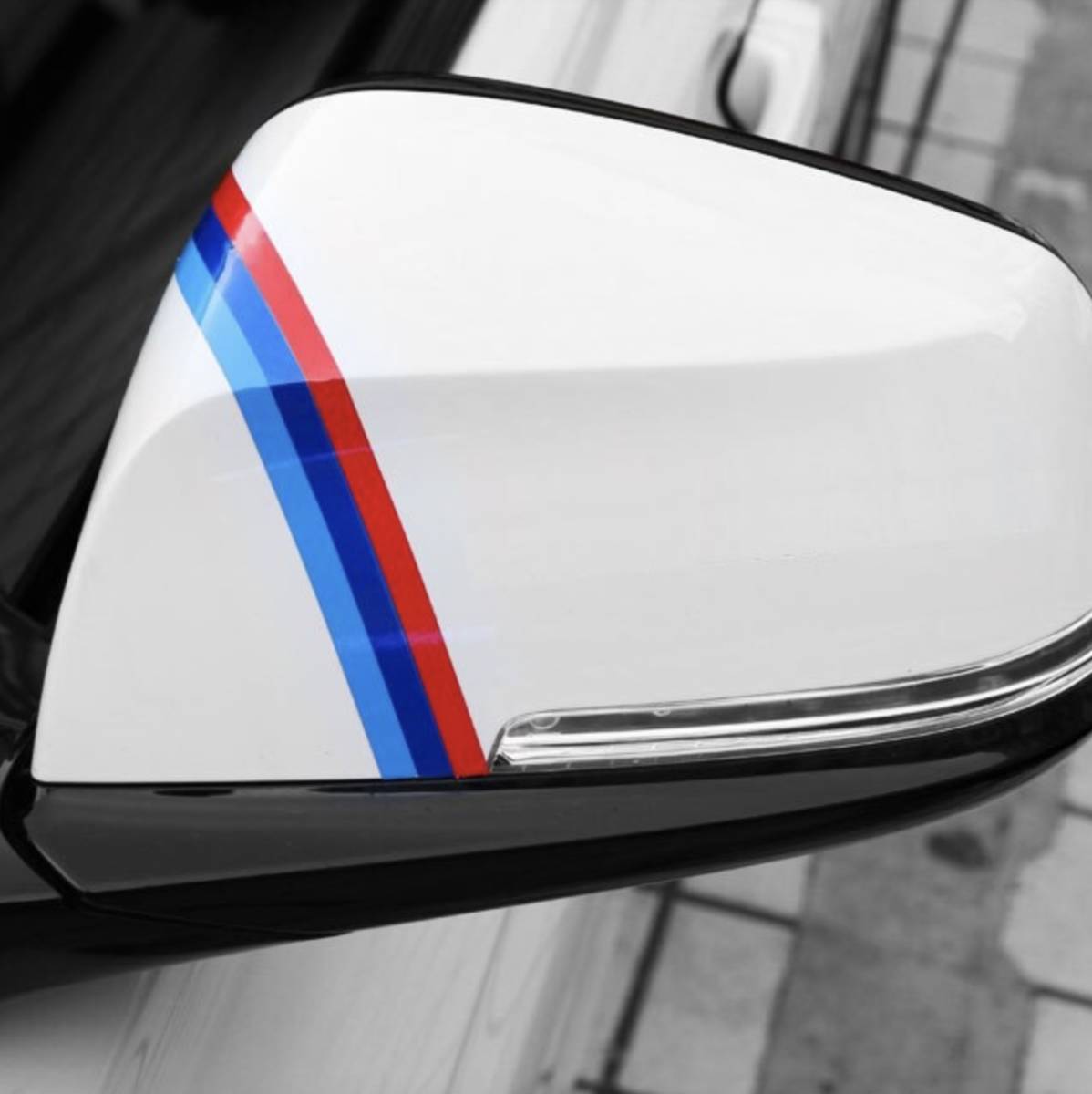 カーステッカー 3色ライン ☆新品送料無料☆ パフォーマンス M Power M Performance 2個セット BMW 赤×青×水色 ワンポイント 車拍卖