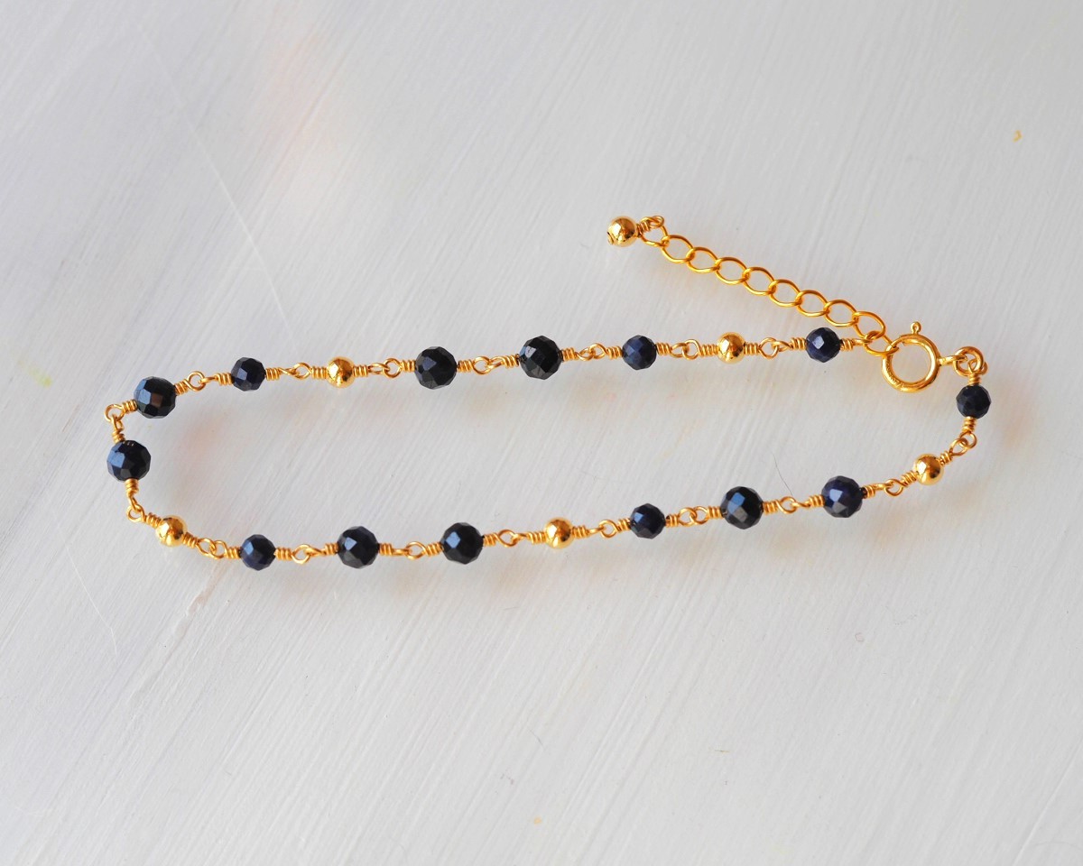 サファイア ブレスレット 天然ダークブルーサファイア拍卖