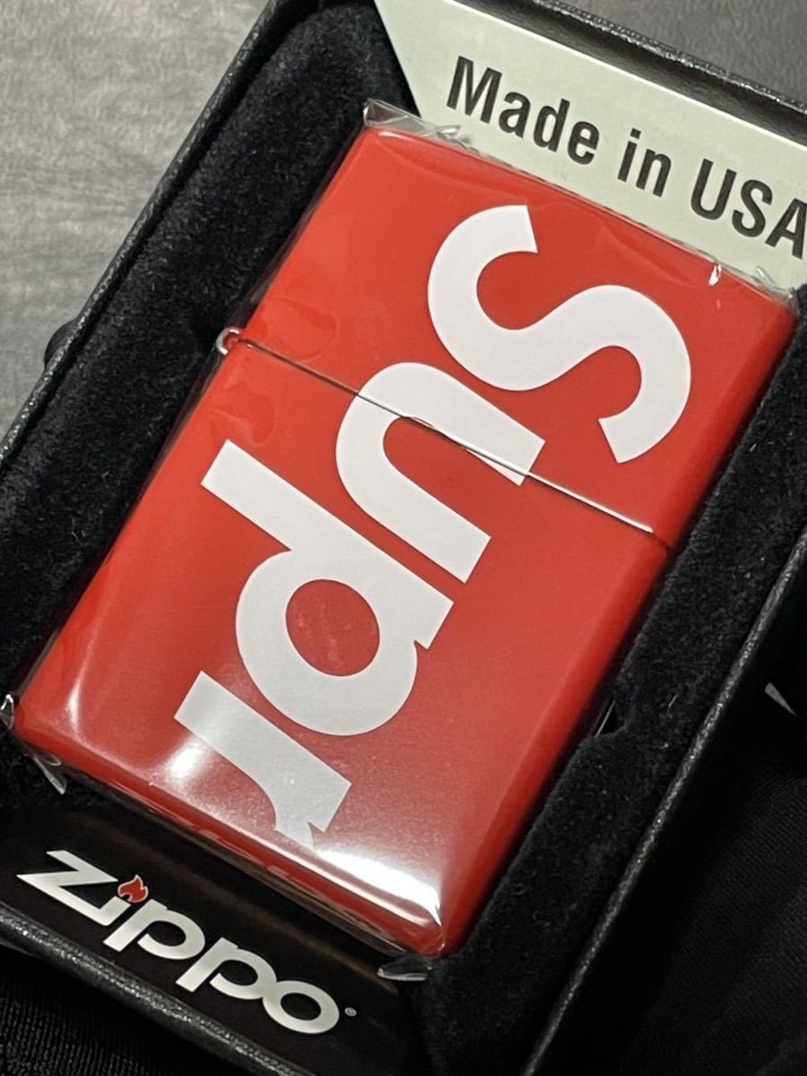 zippo シュプリーム レッド 両面加工 希少モデル 2017年製 supreme RED シルバーインナー 2017年製 ケース 保証書付き拍卖
