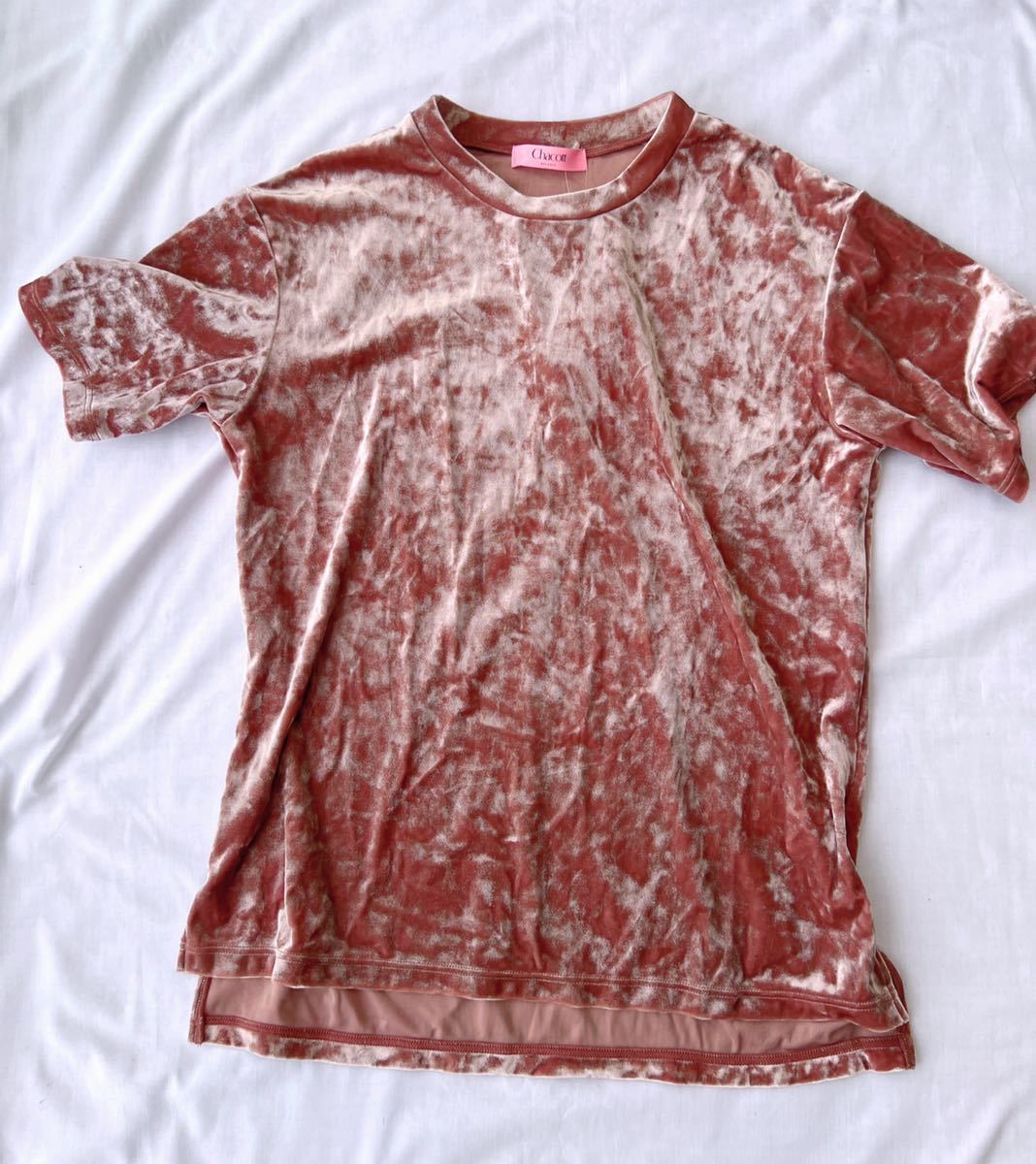 新品 チャコット Chacott BALANCE★11,000円 クラッシュベロアTシャツ M モーブピンク チャコットバレエ拍卖