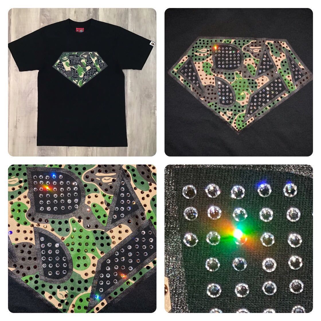 Swarovski BAロゴ Tシャツ Sサイズ a bathing ape BAPE camo logo スワロフスキー pharrell エイプ ベイプ ラインストーン NIGO 迷彩 eh3拍卖