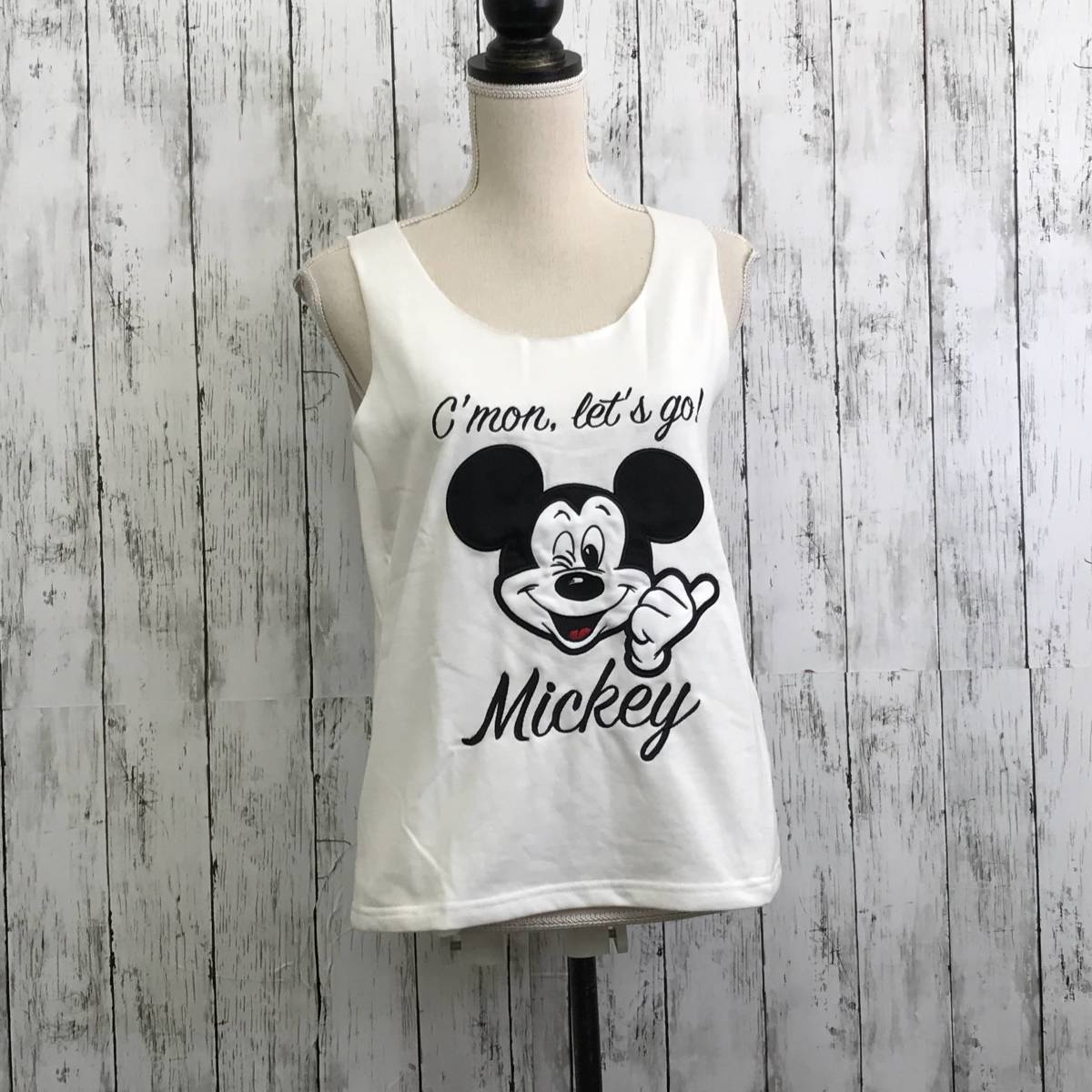 GYDA ジェイダ MICKEY MOUSE/HAND SIGNスウェットタンク Fサイズ オフホワイト ゆったりシルエット S7-250 USED拍卖