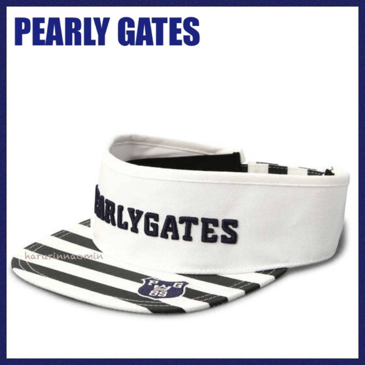 新品★正規★PEARLY GATES/パーリーゲイツ★無地×ボーダー★サンバイザー/フラットブリムサンバイザー★平つば★白/ホワイト★メンズ★拍卖