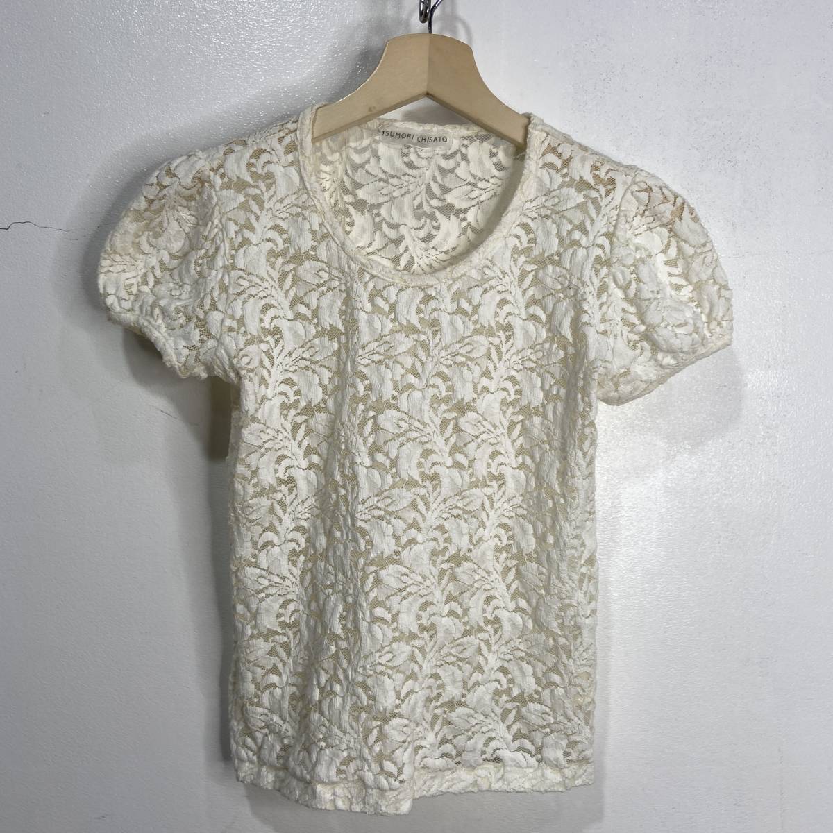 ☆送料無料☆TSUMORI CHISATO☆ツモリチサト☆レース半袖ブラウス☆レディースM☆白☆J22拍卖