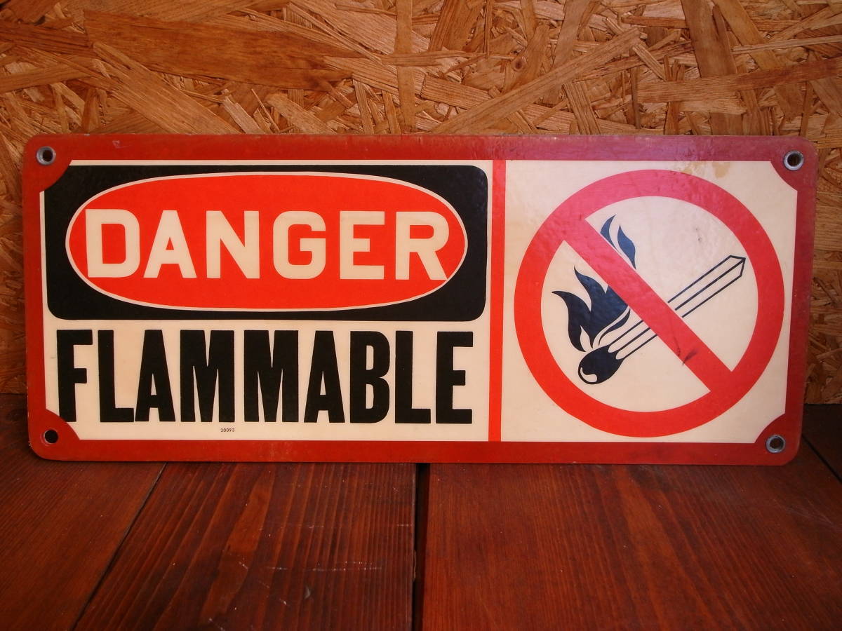 ★ USA ビンテージ コレクティブル DANGER FLAMMABLR INDUSTRIAL SIGN 警告表示看板 未使用 美品 ★拍卖