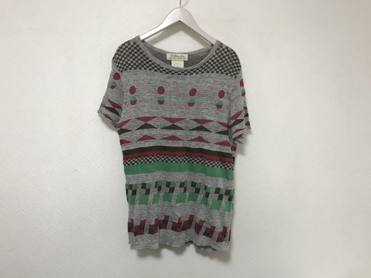 本物レミレリーフREMIRELIEF麻リネン柄半袖TシャツメンズアメカジミリタリーサーフグレーS青日本製拍卖