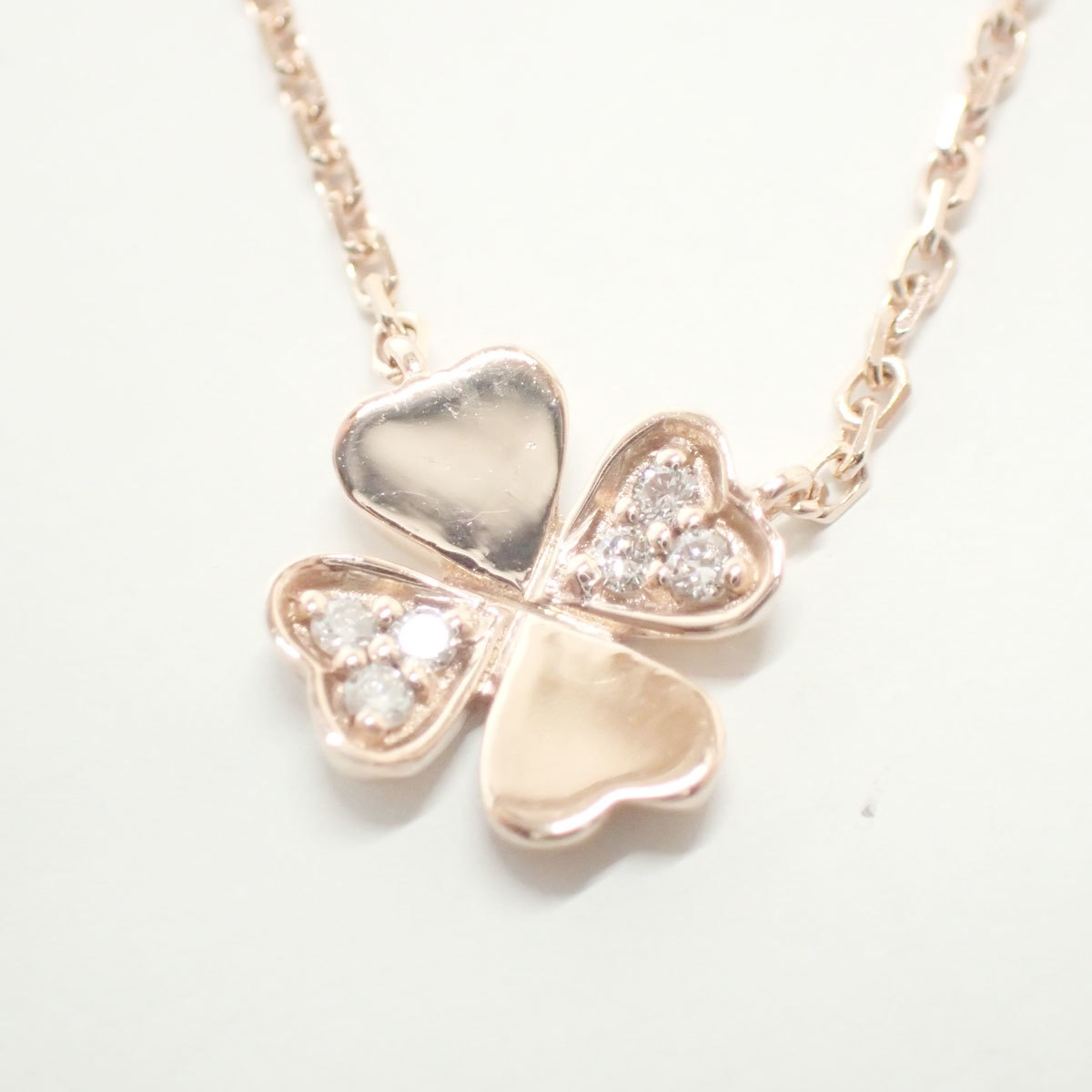 E593 フォリフォリ クローバー ネックレス K10 ピンクゴールド ダイヤモンド拍卖
