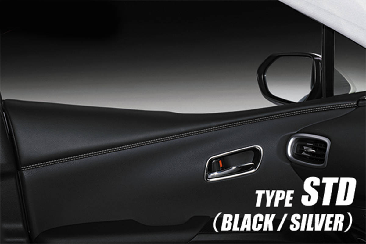 トヨタ プリウス 50系 ドアパネル ブラックレザー フロント ドア リア カーアクセサリー インテリアパネル ドアトリム シルバーステッチ拍卖