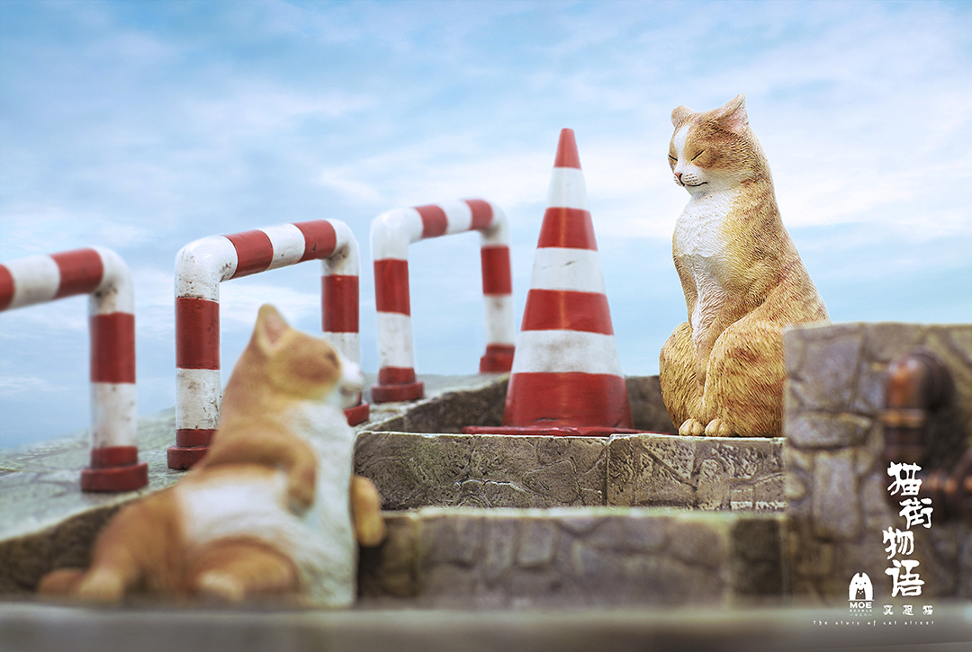 Sank Toys 猫街物語シリーズ 第一弾 瞑想猫・第ニ弾 のんびり猫 セット - 茶白 1/6スケール拍卖