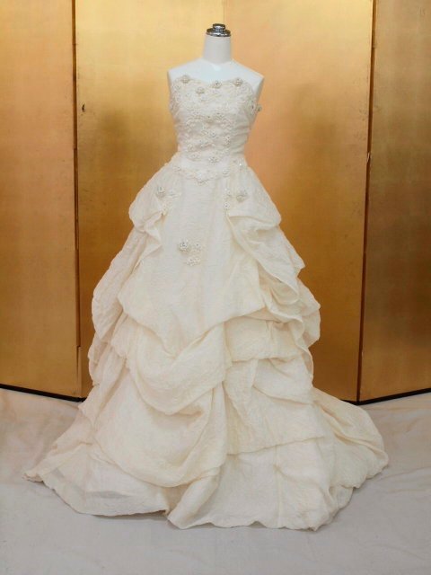 貸衣装処分品 0348 値下げ!ウエディングドレス アイボリー 9号【中古】拍卖