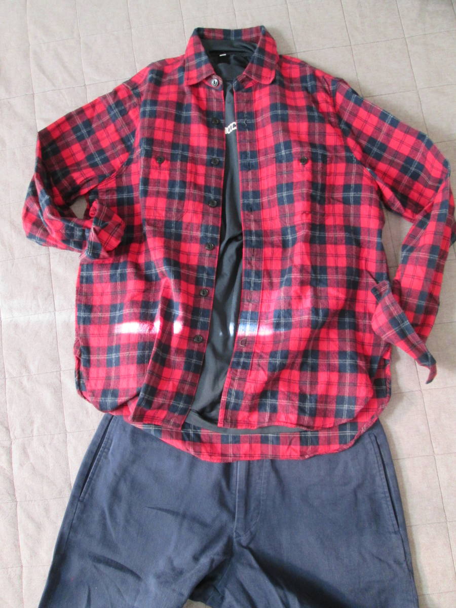 ジャーナルスタンダード 赤×黒のフランネルシャツ/羽織・インにといろいろ使えます☆着用2.3回程度の着用少のお品拍卖