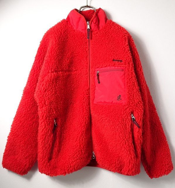 GRAMICCI×FREAKS STORE グラミチ フリークスストア フリース ボアジャケット 2wayジップ レトロ GUJK-19F1209 アウトドア (S) 赤 S-873拍卖