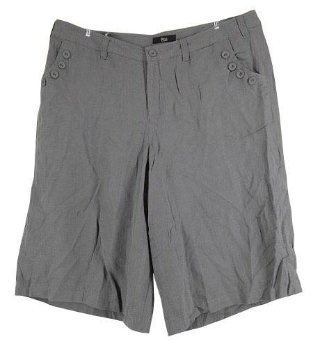 SS1983■ 新品 レディース ワイドパンツ ハーフ丈 ベルトループ付 前ボタン 前ファスナー 前ポケット飾りボタン付 106-118サイズ グレー拍卖