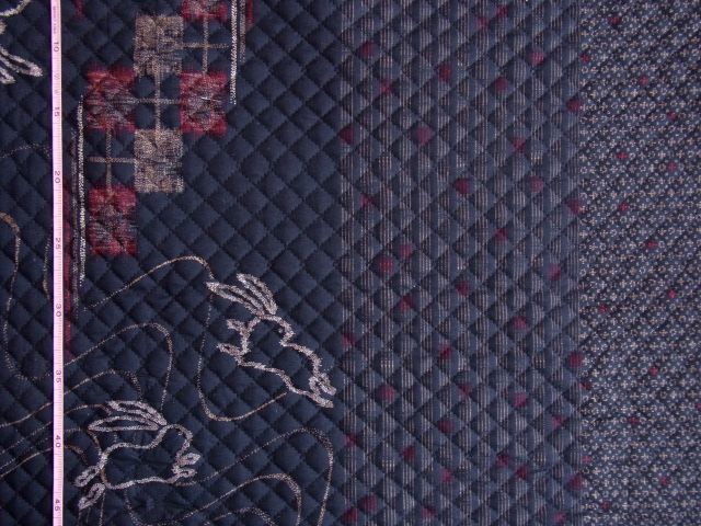 ★和柄キルティング♪波兎・ボーダー(濃紺)♪105×50★【NE1437-A】拍卖