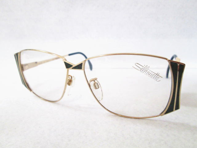 店頭展示品【Silhouette/シルエット ヴィンテージ 眼鏡 M6110】メガネ/金属フレーム/ゴールド×ブルー系/現状品拍卖