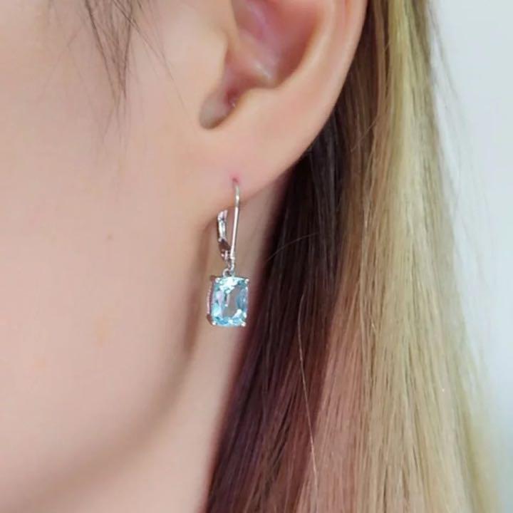 ストーンピアス レディース ブルー シンプル ドロップ フック 普段使い 爽やか アクセサリー カラーストーン 韓国 新品拍卖