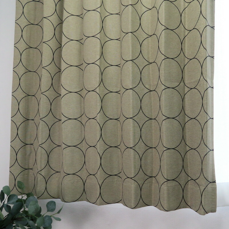 遮光カーテン 北欧 サークル柄 ブラウン 幅200cm×丈150cm1枚 日本製 プリーツが綺麗な形態安定加工拍卖