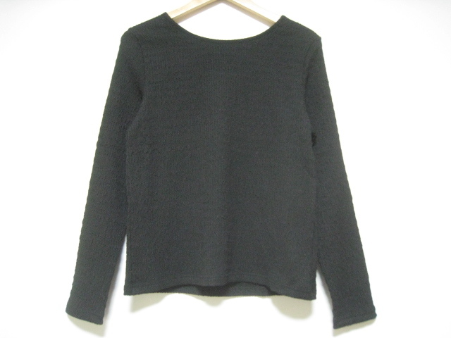 earth music&ecology アースミュージック&エコロジー トップス カットソー 背中開き 長袖 丸首 ブラック 黒 Mサイズ拍卖