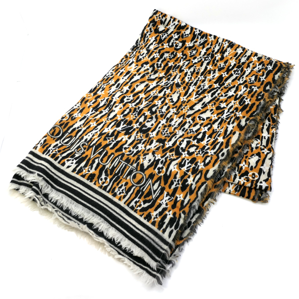 LOUIS VUITTON エトール モノグラム ジャングル M73645 ショール マフラー アニマル柄 ヴィトン 美品 送料無料 質屋 つじの拍卖