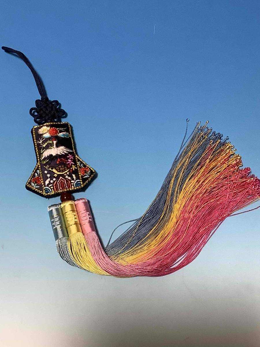 ◆韓国雑貨◆鶴亀刺繍ノリゲ◆ブラック◆拍卖