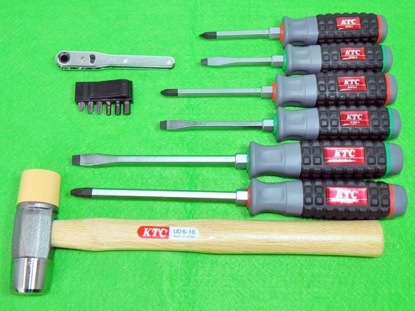 ★KTC 樹脂柄ドライバー 6本 コンビハンマー 板ラチェット セット★UD6-10 TMDB8 貫通ドライバ プラハン拍卖