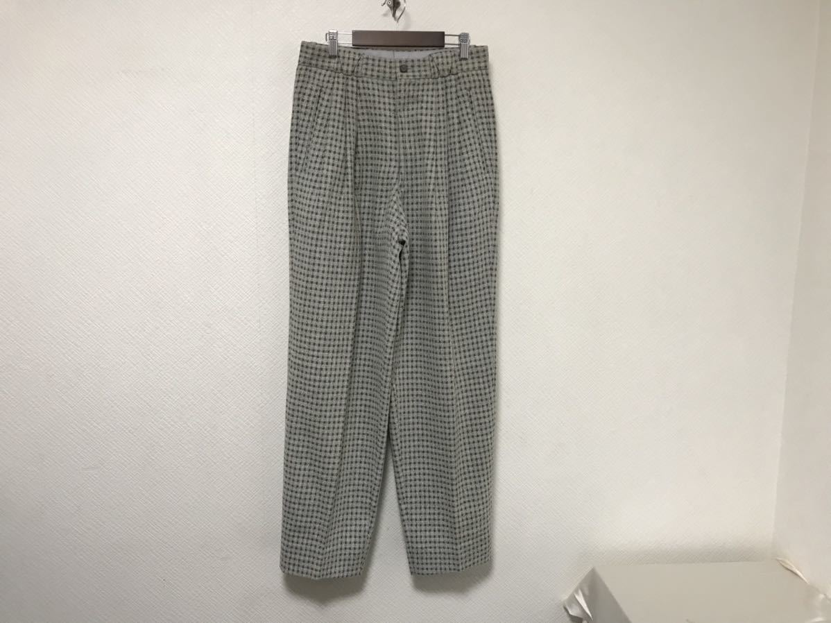新品未使用本物バラシbarassiウールナイロンチェック柄スラックスパンツビジネススーツアメカジメンズミリタリーグレー44S日本製ゴルフ拍卖
