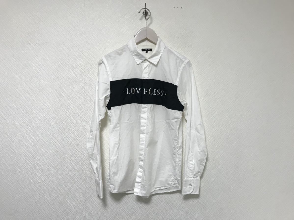 本物ラブレスLOVELESSコットンロゴプリントドレス長袖シャツメンズアメカジサーフビジネススーツS1白ホワイト黒拍卖