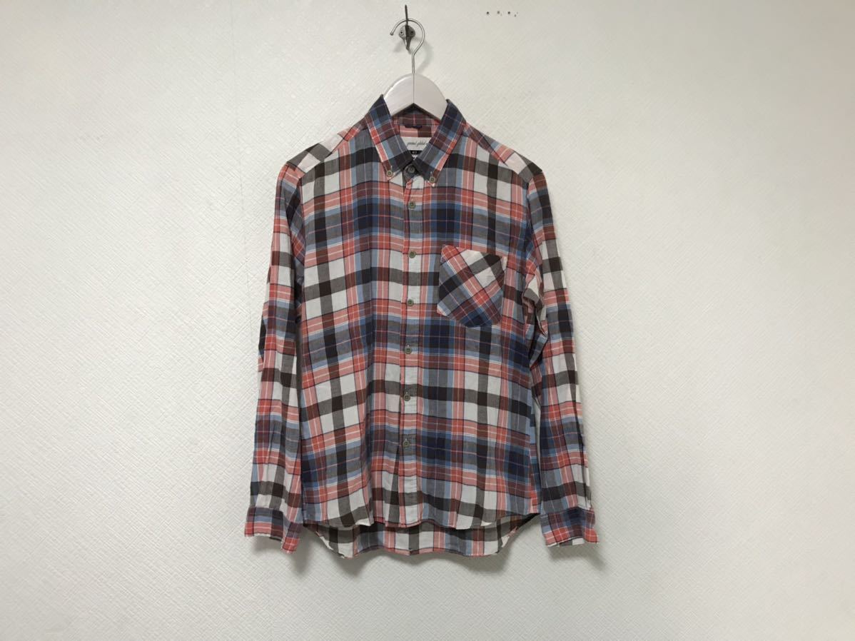 本物グランドグローバルgrandglobalコットンチェック柄長袖シャツメンズアメカジサーフワーク40日本製Lカラフル拍卖